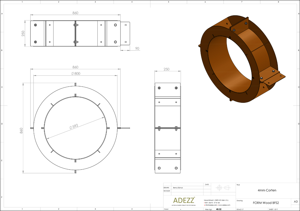 ADEZZ Forno Corten Steel Free Standing Grill with Feet and Storage