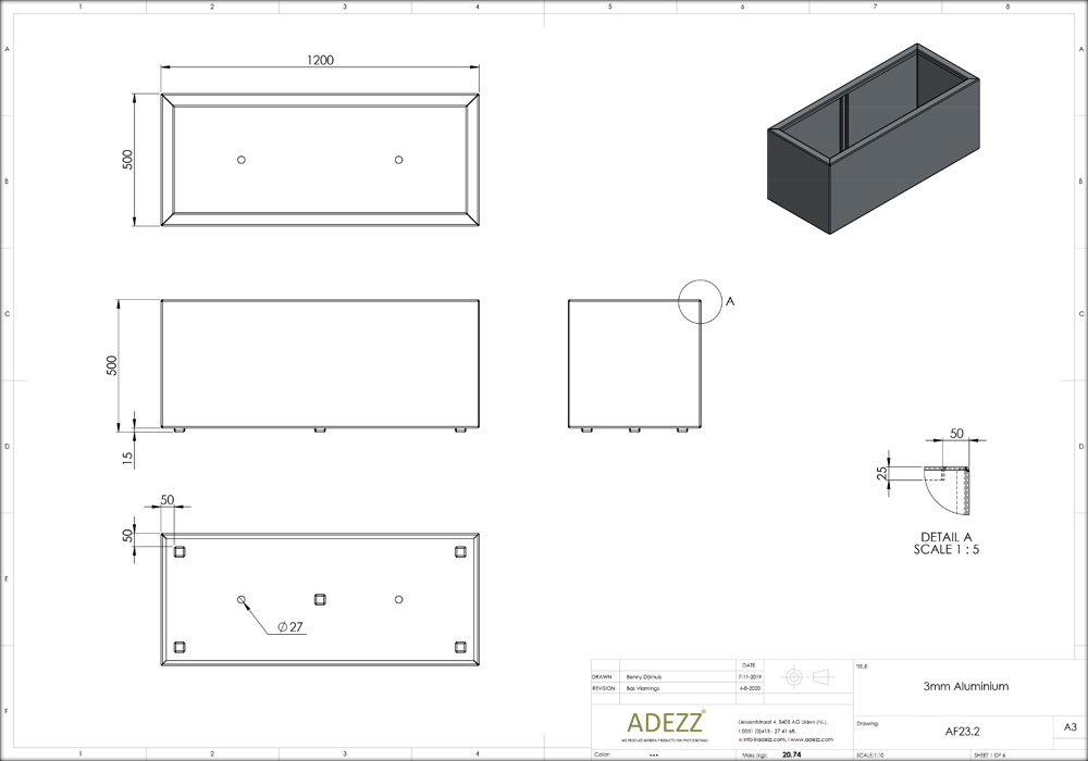 ADEZZ Aluminium Garden Pots and Planters | CAD Drawings