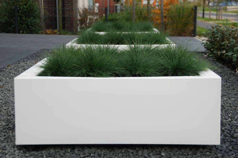 White CARREZ Low Square Square ADEZZ Fibreglass Planters