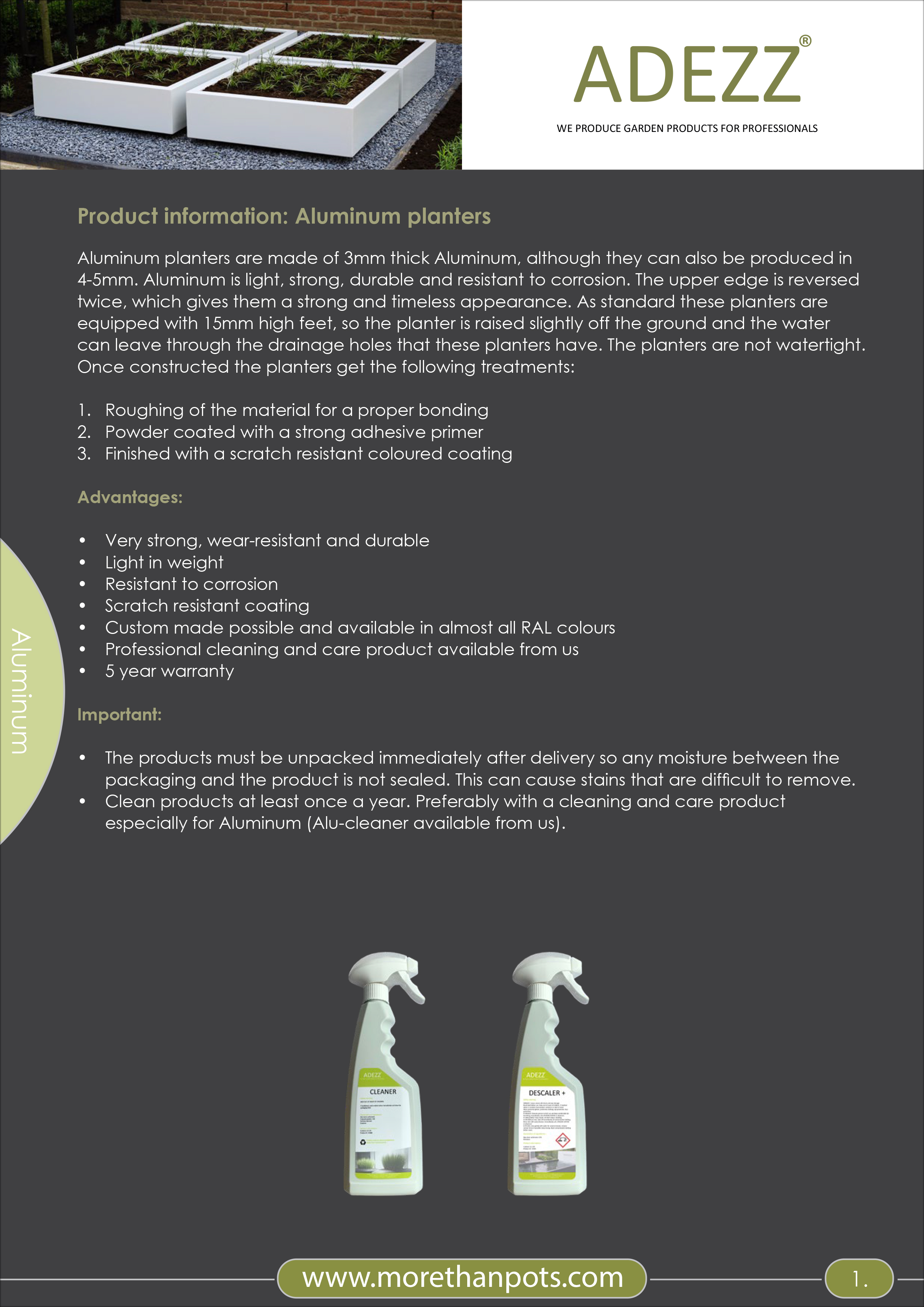 ADEZZ Aluminium Garden Pots and Planters | Additional Information