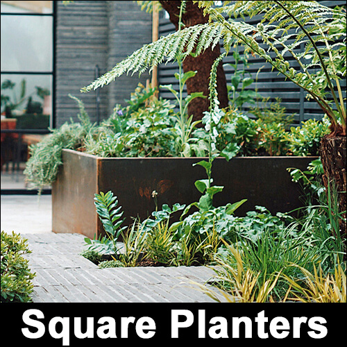 Corten Steel Large Square Garden Planters