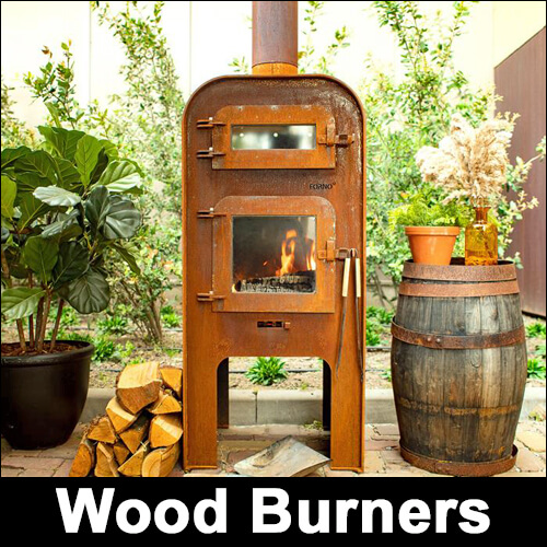 Corten Steel Wood Burner, BBQ's and Cooking