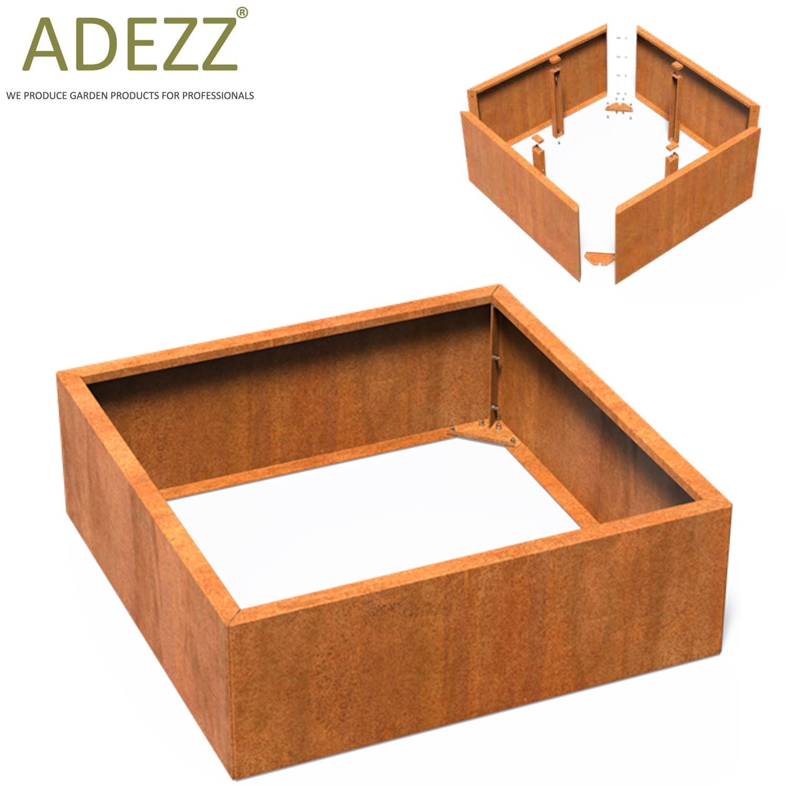 More Than Pots ADEZZ Corten Steel CONNECT (Flat Pack) CARREZ Low
