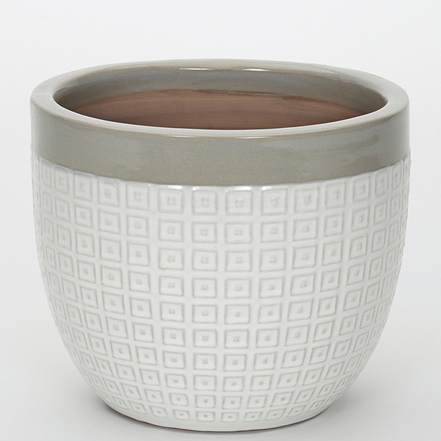 Laura Ashley White and Steel Pelham Planter (4 sizes): D31cm x H26cm Laura Ashley White and Steel Pelham Planter (4 sizes): D31cm x H26cm