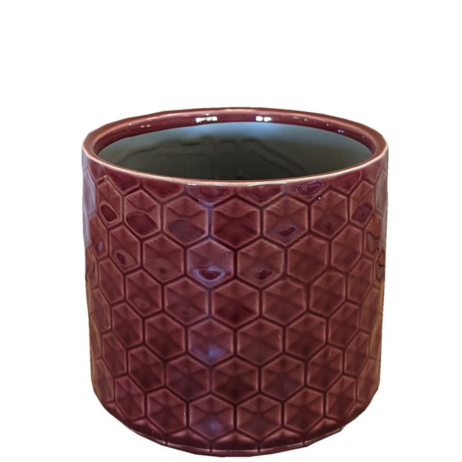 APTA Glazed Red Indoor Pot/Pot Cover D14cm x H12.5cm VR3504